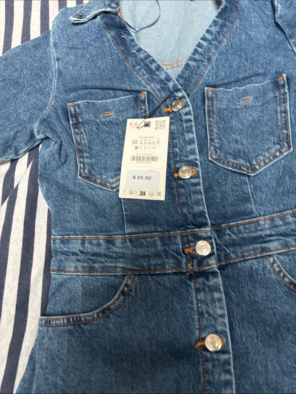 Zara Denim Button-Front Womens Dress XS - Picture 4 of 9
